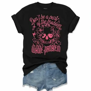 Women's "Don't Be a Pair of the Problem, Be the Whole Problem" Slogan Print Tee – Skull & Floral Print Round Neck, Street Casual Short-Sleeve for Daily & Holiday Wear, All-Season Ladies' Clothes