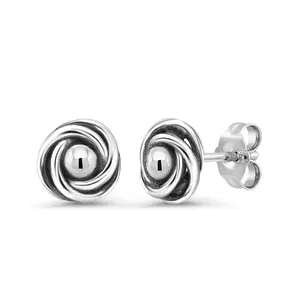 925 Sterling Silver Love Knot Stud Earrings for Women | Classic Infinity Rose Knot Studs | Hypoallergenic Jewelry Gift for Her
