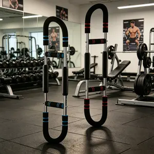 Adjustable U-Shaped Arm Trainer with 60-110lbs resistance, equipped with soft foam grips for forearm and bicep training. Perfect for home fitness, exercises chest, shoulders and inner thighs.