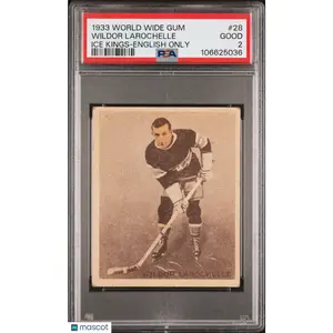 1933 World Wide Gum Ice Kings #28 Wildor Larochelle Rookie English Only PSA 2
