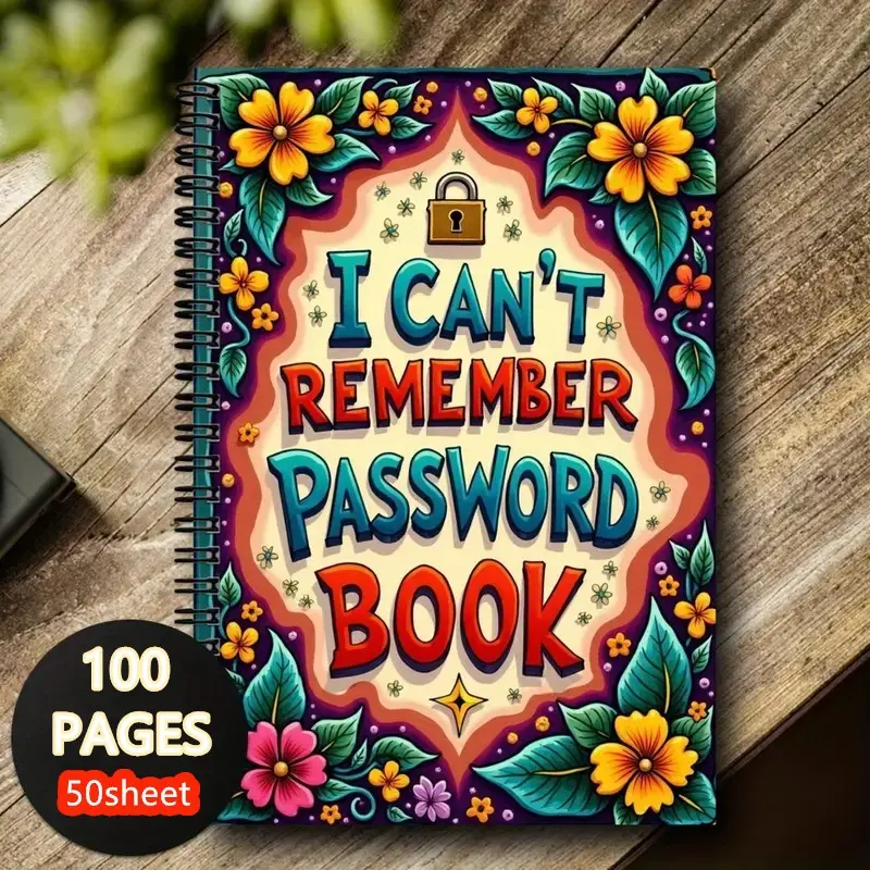 Fun Spiral Password Notebook, Internet and Computer Login Journal, Record Websites, Usernames, Passwords, Home or Office Password Protector, Password Protection, Spiral Notebooks