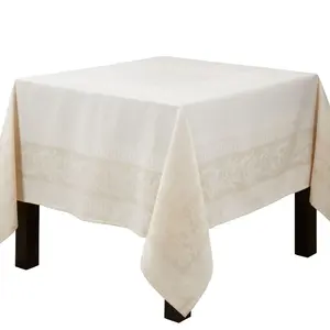 Saro Lifestyle Charming Jacquard Floral Tablecloth, 70", Off-White