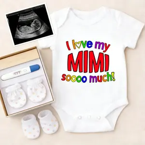 Soft Baby Bodysuit I Love My Mimi Print 100% Pure Cotton Non-Irritating Snap Closure Breathable Perfect For Gifting & Everyday