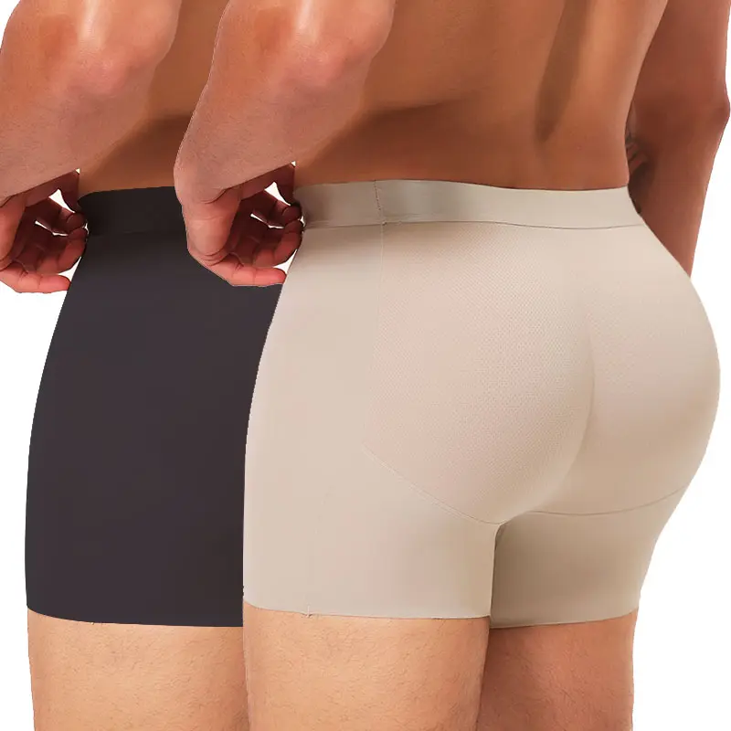 CATTIBOR Men Padded Boxer Shorts Butt Padded Underwear,Men Breathable & Soft Unidied Pad Underwear,Men Hips Enhancer Shaper Booty Lifter Panties,Men Underwear For All Seasons, Leather Knitted