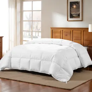 1-Piece Box Stitched Comforter - Lightweight & Breathable Fluffy Autumn Comforter - Ultra Soft Microfiber Duvet insert- Quilted, Soft,Cozy All-Season Down Alternative - Machine Washable