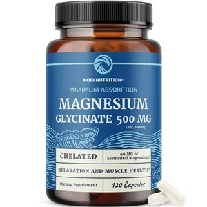 Nobi Nutrition Magnesium Glycinate 500mg for Muscle Relaxation Bone Heart Stress Sleep Support High Absorption Chelated Supplement