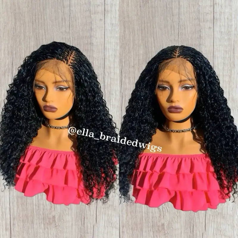Ella Braidedwigs 13x4 Frontal Lace Wig Micro Braided Wig Color #16inch Natural Look Curly Hair Extension