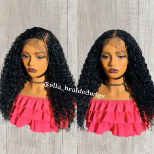 Ella Braidedwigs 13x4 Frontal Lace Wig Micro Braided Wig Color #16inch Natural Look Curly Hair Extension