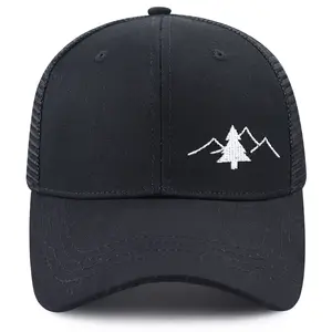 Camping Accessories Trucker Hats for Men Women, Tree Mountain Decor Hiking Hat, Wilderness Mesh Baseball Cap, Birthday Gifts for Dad Mom Nature Lovers