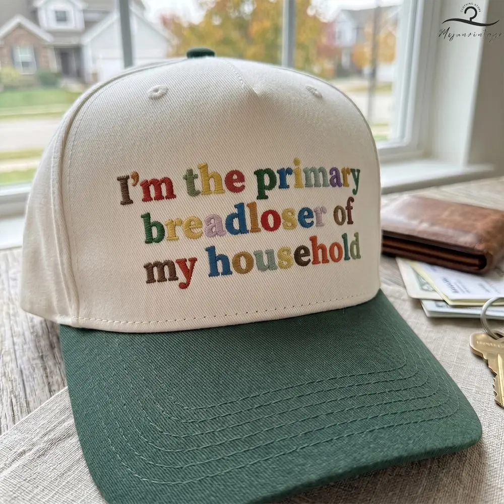 Embroidered I m The Primary Breadloser Of My Household Two Tone Trucker Hat Funny Sarcastic Statemen, Unisex Hat