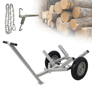 DONEXT Heavy-Duty Log Dolly with 440lbs Load Binder & 7ft Choker Chain - 16" Tires for 20" Log Diameter - Versatile Steel Log Holder Mover for Wood Transport