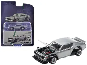 Skyline KPGC110 "Kenmeri" RHD (Right Hand Drive) Raw Metal "Enigma Exclusive Edition" 1/64 Die Cast Model Car by Pop Race