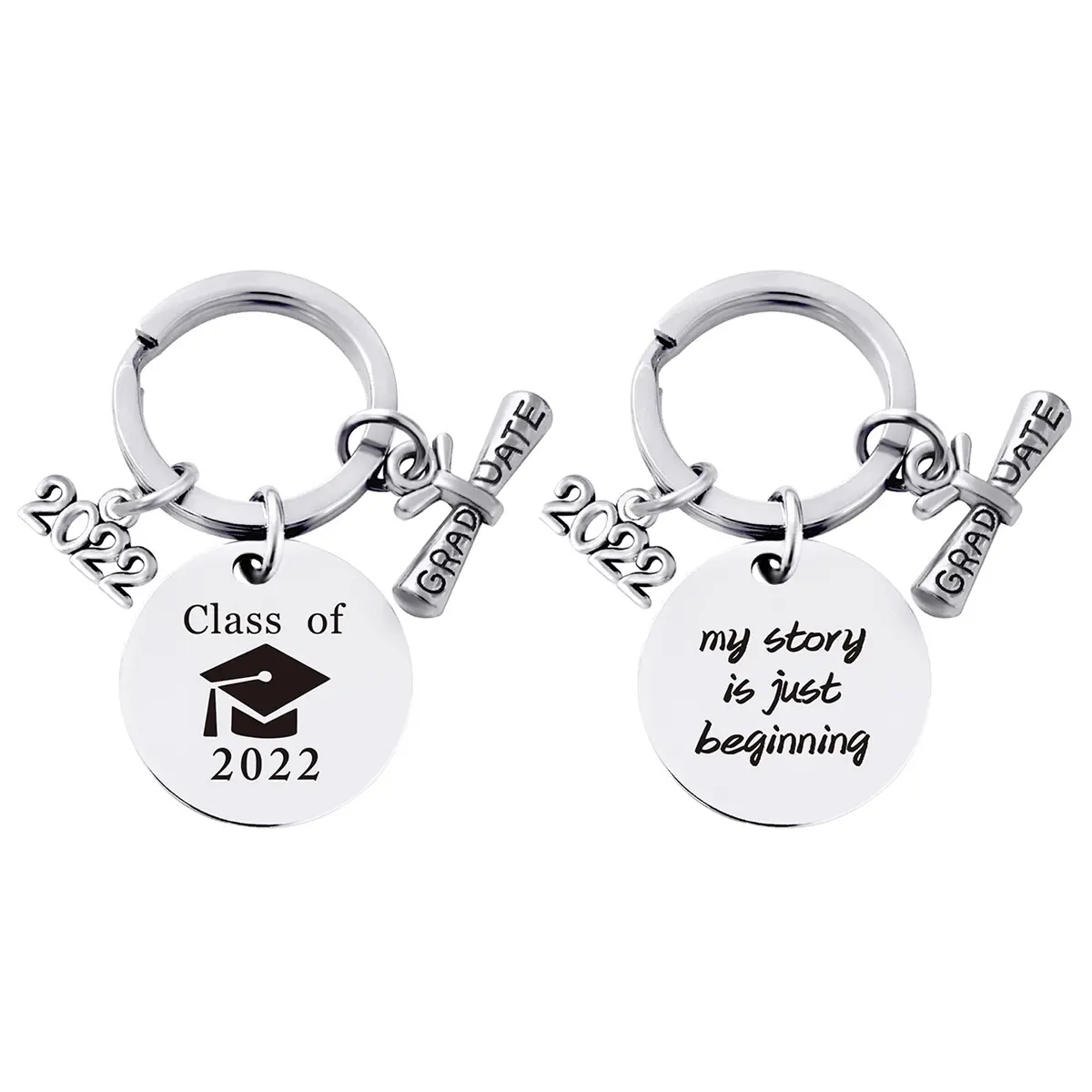Engraved Stainless Steel Graduation Keychain for Senior High School Students, Keychain for Bags, Grad Gifts for Boys & Girls, Stainless Steel Keychain