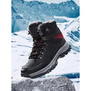 Men’s lace-up outdoor hiking shoes, trekking camping shoes, sporty warm comfortable boots for fall and winter, non-slip hiking boots for outdoor activities