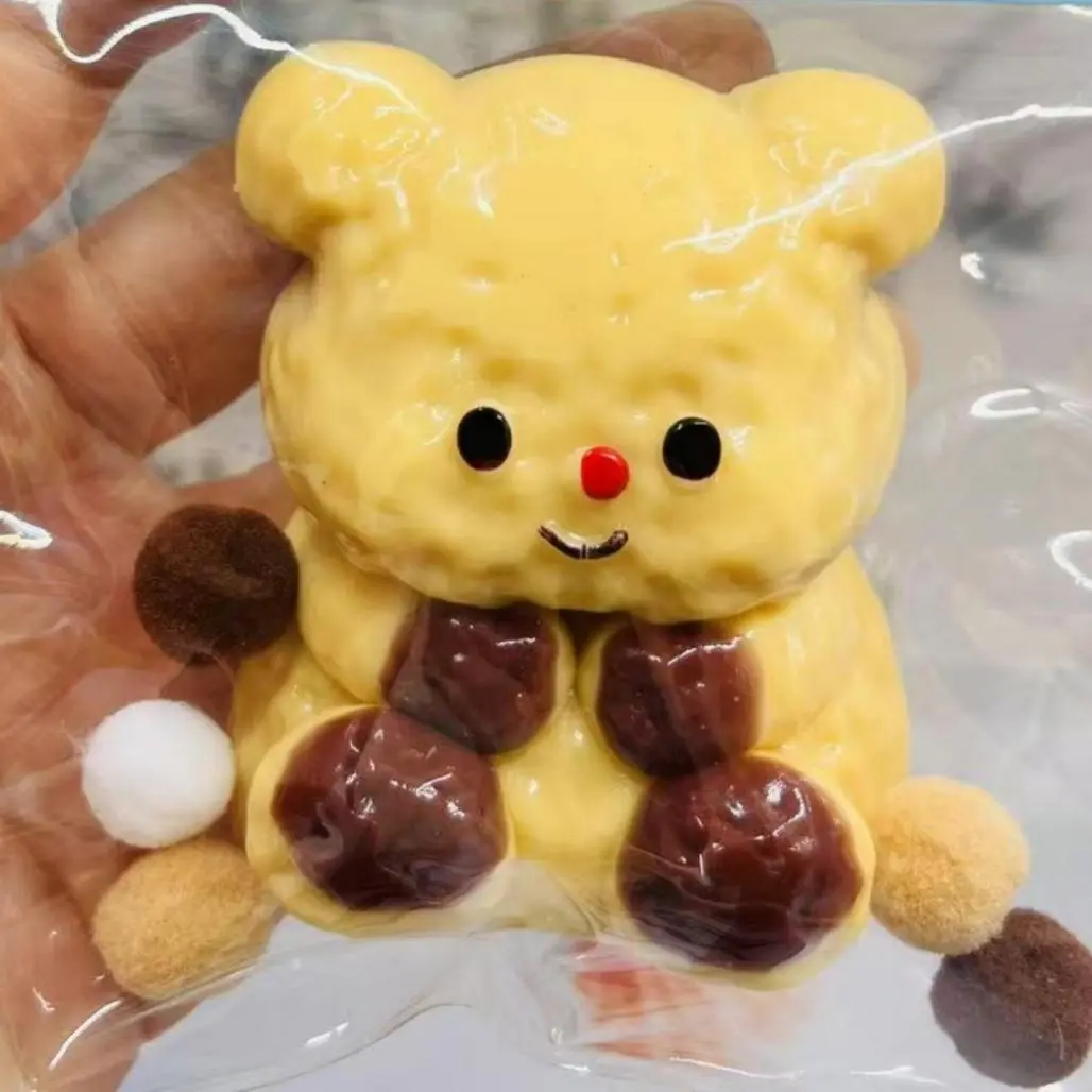 Butter Bear Plush Toy, TPR Stress Relief Sensory Fidget Squishy for Kids Adults