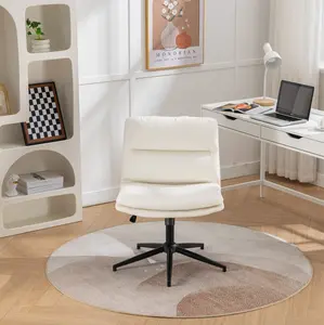 Bizerte Adjustable Swivel Criss-Cross Chair, Wide Seat Office Chair  Vanity Chair White
