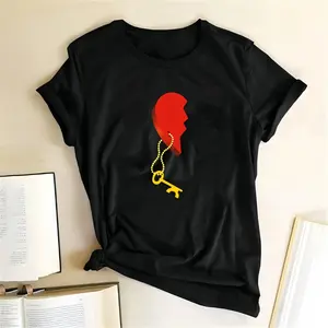 Graphic Tee for Men Women Cute Soft Lock & Key Couple T-shirt Set - Matching Heart Graphic  Black Short-Sleeve Tees for Him & Her, Romantic Lady Outfit, Valentine's DayAnniversary Gift tiktokshopspringglowup,