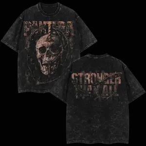 [$$$MANLIFE] Pantera ‘STRONGER THAN ALL’ Strength Beyond Strength Retro Unisex Acid Washed Hoodie T-Shirt – 90s Records Rock Cotton Washed Tee, Groove Metal Rock Band Washed Shirt, Oversized Vintage Tee, Heavy Metal Merch, Gift for Rock Fans CA3