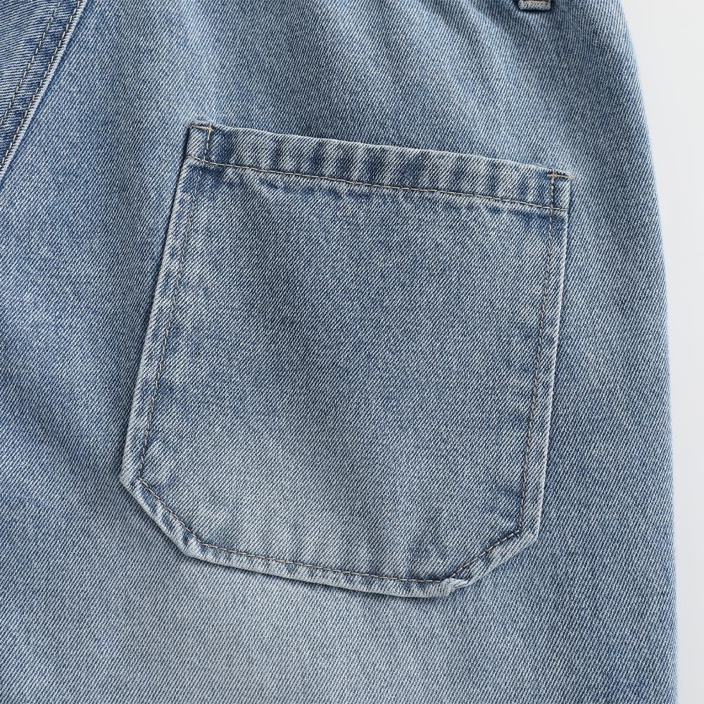 Men’s loose straight-leg jeans for autumn/winter, featuring a patchwork design and retro street style—versatile and easy to match.