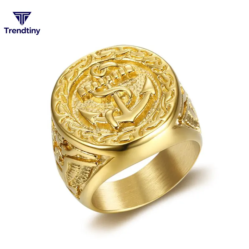 Nautical Anchor Ring in 14K Gold - Solid Marine Design Sailor's Jewelry, Perfect Nautical Gift for Men & Women