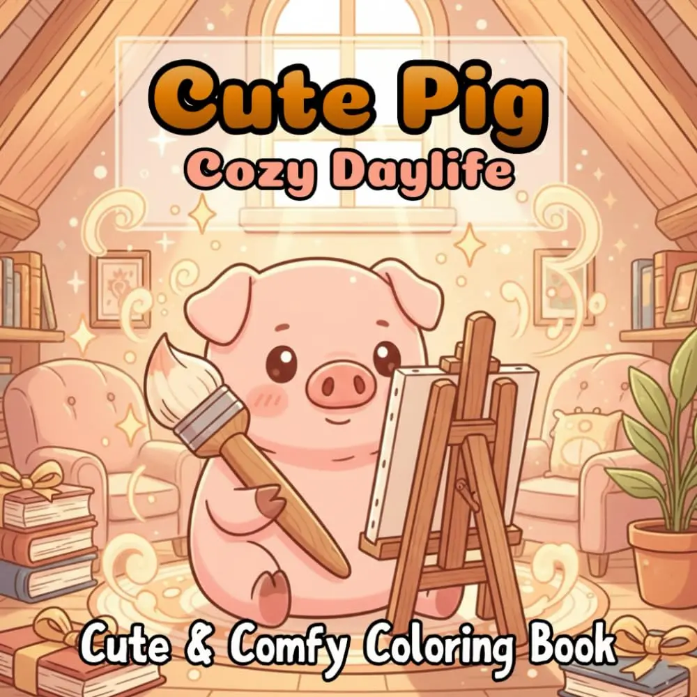 Cute Pig Cozy Daylife: Coloring Book For Kids And Adults Featuring 50 Cute Pig Coloring Pages Doing Fun Activities Like Beach Scenes And Cozy Moments That Are Easy To Color And Enjoy., Paperback