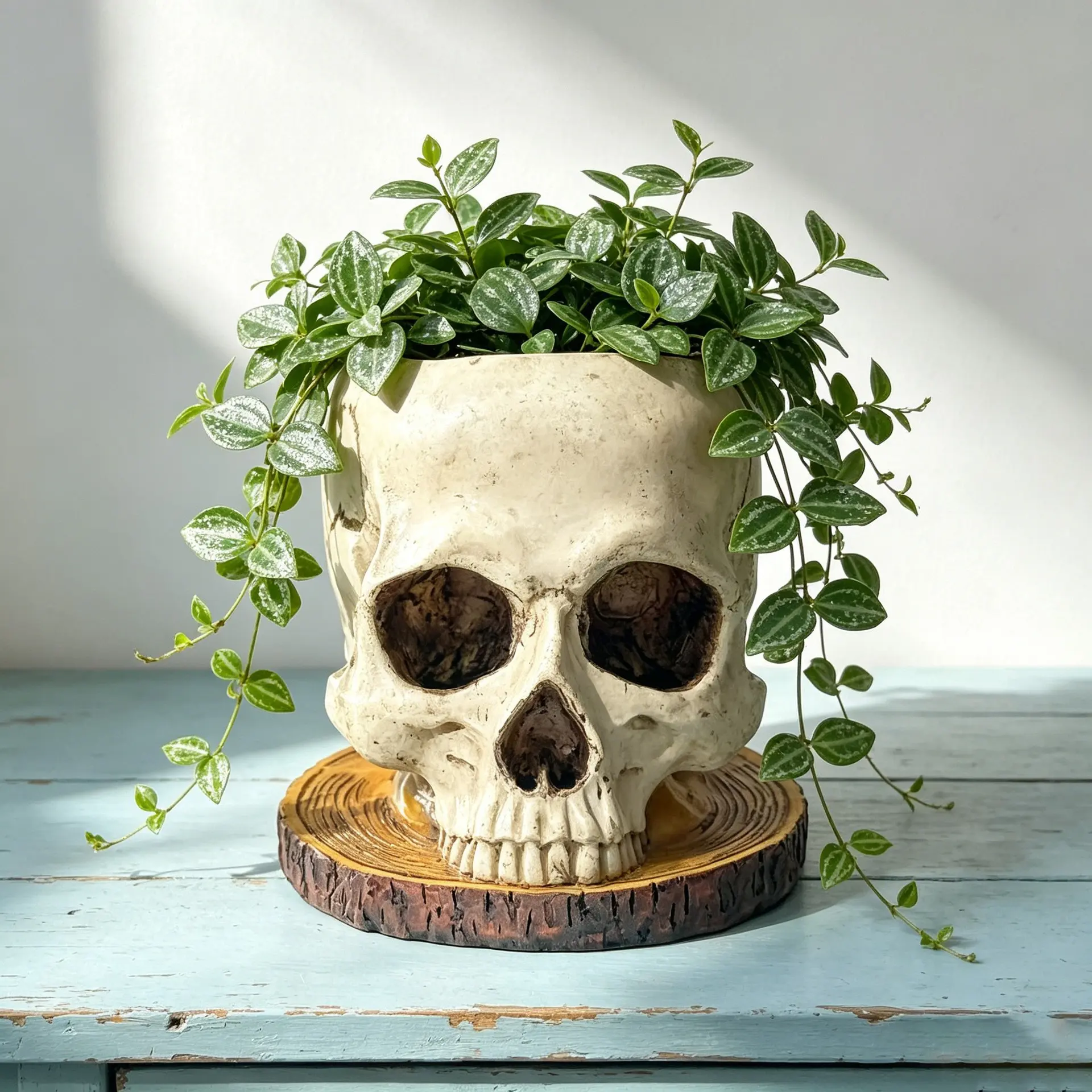 Vintage Skull Planter, Halloween Head Bone Flower Pot, Creative Resin Craft, Unique Desk Decor, Office Accessories, Holiday Gift Choice, Home Planter, Decorative Flower Pot