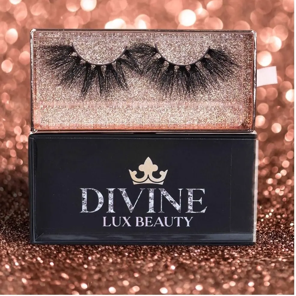 Divine Lux l Ultimate Goddess l Vegan Faux -Mink Lashes - 25mm l Vegan & Cruelty-Free | Reusable Up to 25x l Style HG008 l Luxurious Black l