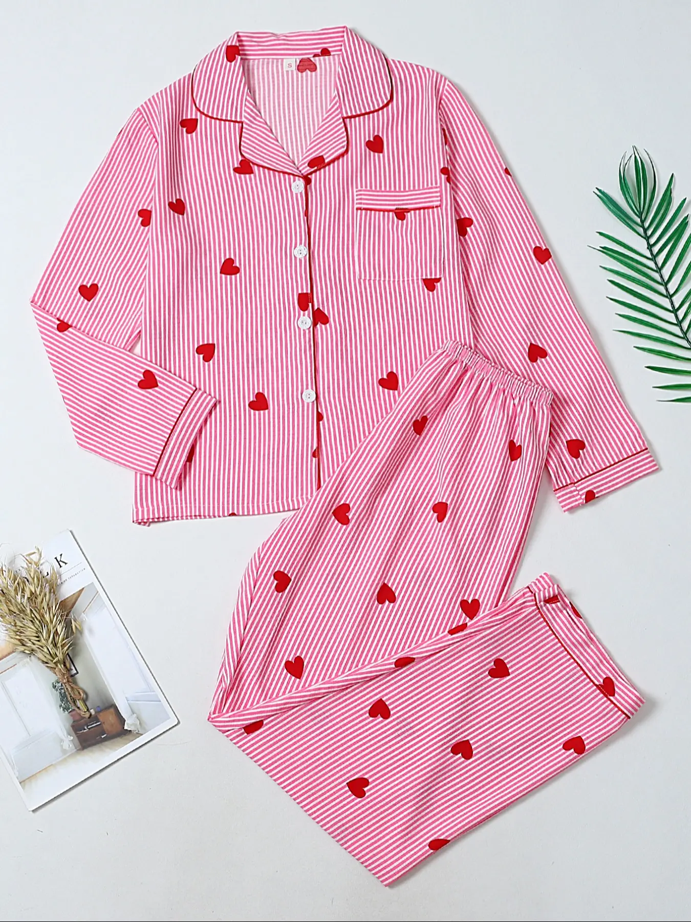 Spring & Fall Women's Sleepwear Matching Pajama Set 2-Piece Set, Long Sleeve Pants, Casual Cartoon Pattern, Fitted Home Wear, Comfortable