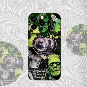 Movie Couple Gothic Zombie Weirdo F-rankstein Case, For iPhone 17/16/15/14/13/12/11/Pro/ProMax/Plus/17Air/Xsmax/16E,Drop Matte Shockproof Soft Black Cover,Gift for Christmas And Halloween