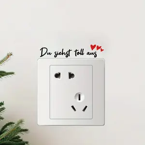 2pcs French Style Positive Energy Wall Switch Sticker, Self-Adhesive Removable PVC, Letters Heart, Home Decor, Motivational Art