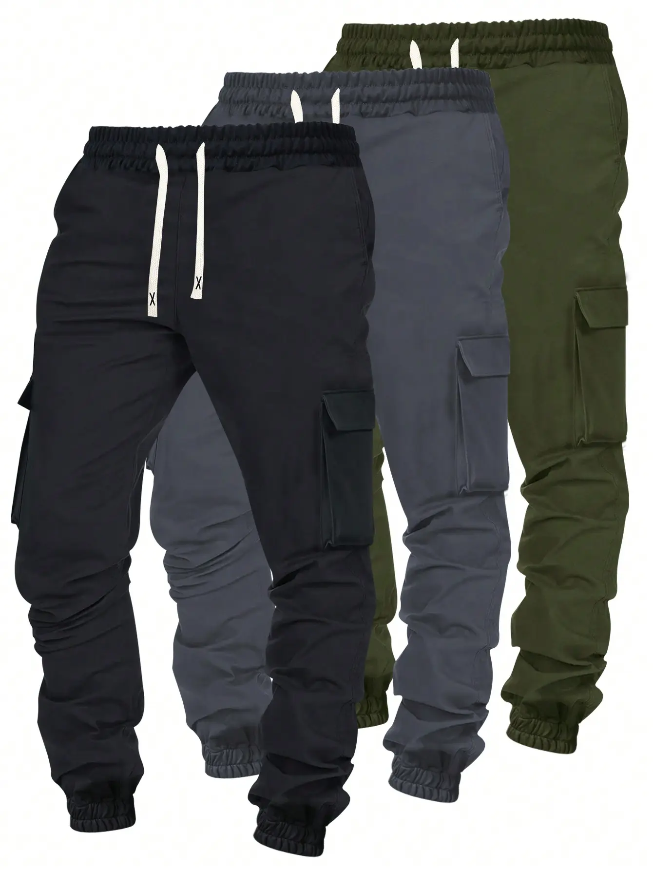 3-piece spring and autumn new men's overalls sweatpants trousers trousers solid colour light board casual sports regular large size elastic waist drawstring trousers fitness running travel holiday men's drawstring trousers