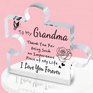 Add a Touch of Decoration to Your Party Table - Engraved Acrylic Puzzle Shape Plaque for Grandma Nana Gift Decorating Nameplate Customized Signs