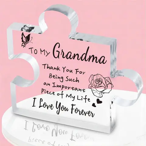 Add a Touch of Decoration to Your Party Table - Engraved Acrylic Puzzle Shape Plaque for Grandma Nana Gift Decorating Nameplate Customized Signs