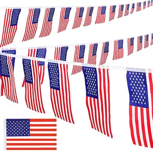 38-Piece American Flag Banners, 33-Foot Independence Day Banner, Perfect for July 4th, Memorial Day Decorations, Patriotic Events, Bar Decor