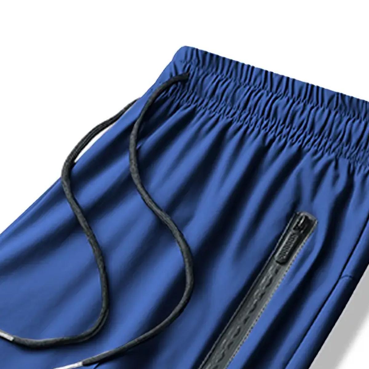 Men's Three-Piece Ice Silk Jogging Pants - Breathable - Stretchy Sports Trousers with Zippered Pockets - Suitable for Running, Fitness, and Outdoor Activities - Running Gear - Casual Sportswear - High Elasticity