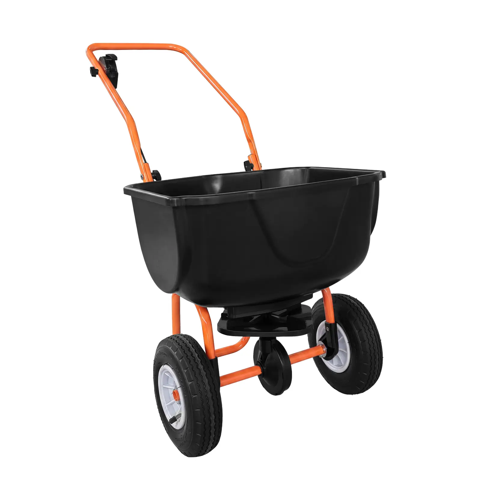 Walk Behind Broadcast Spreader, 70LBS Capacity Fertilizer Spreader with Adjustable Flow Control & 0–10FT Spreading Width, Garden & Lawn Seed Spreader