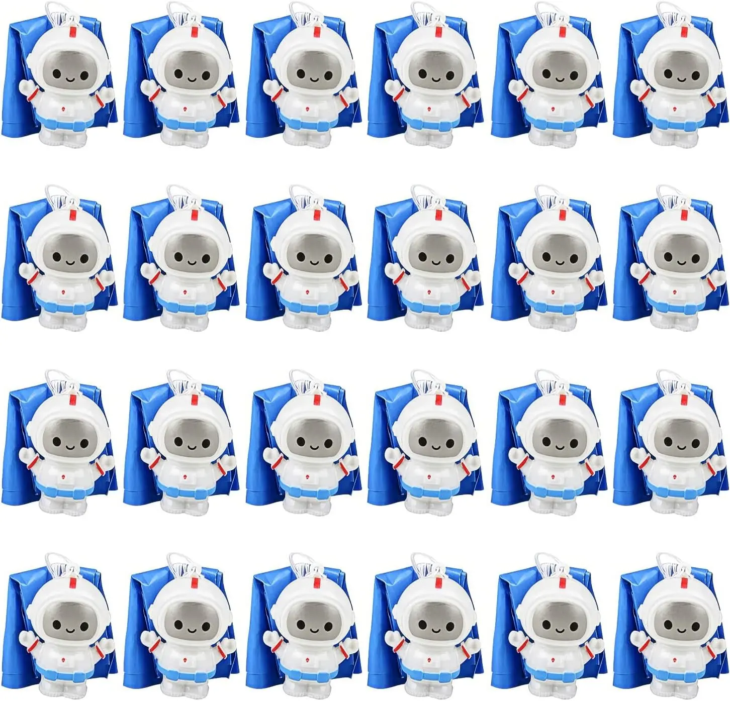 Mini Astronaut Paratroopers, 24-Pack Parachute Toys for Kids, Space Themed Party Favors, Small Astronaut Figurines, Ideal for Kids Birthday Events