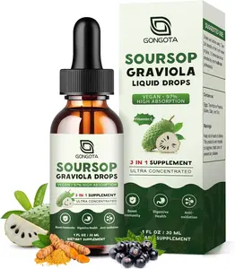 Soursop Graviola Liquid Drops, Organic Soursop Bitters with Elderberry & Turmeric for Cellular,Immune, Digestive Support, Herbal Extracts, Sugar Free/Gluten Free - 1 fl oz
