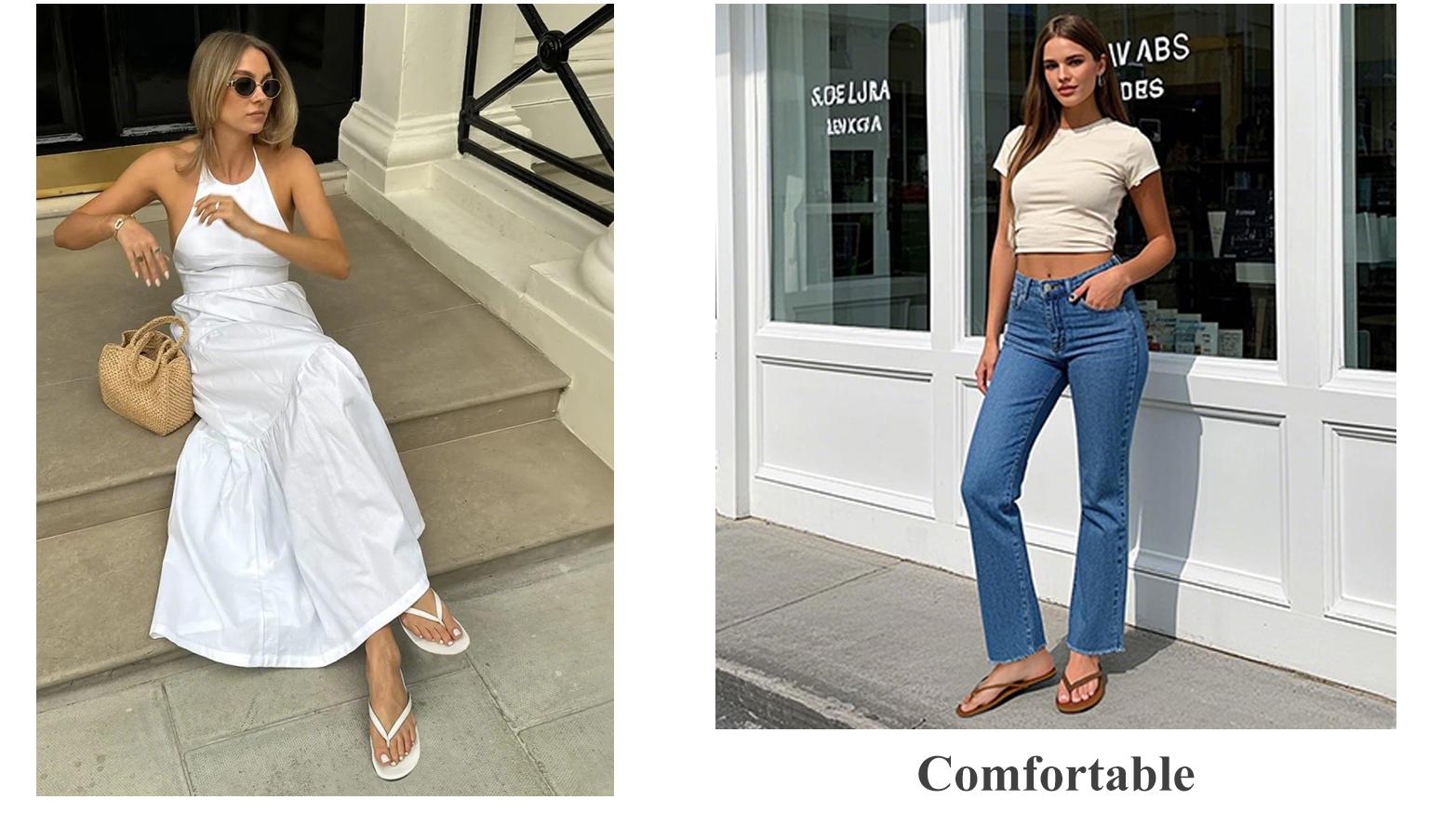 Women's | Vegan Leather Women Flip Flops | Memory Foam | Lightweight | Non-Slip - Foundations