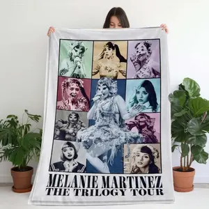 A vintage Melanie Martinez printed flannel blanket, soft, skin-friendly and durable, suitable for indoor or outdoor use, a gift for fans