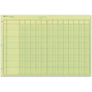 Analysis Pad 13 Columns Green Eye-Ease Paper Numbered Lines Side-Punched 11" x 16.375" 50 Sheets (45613)