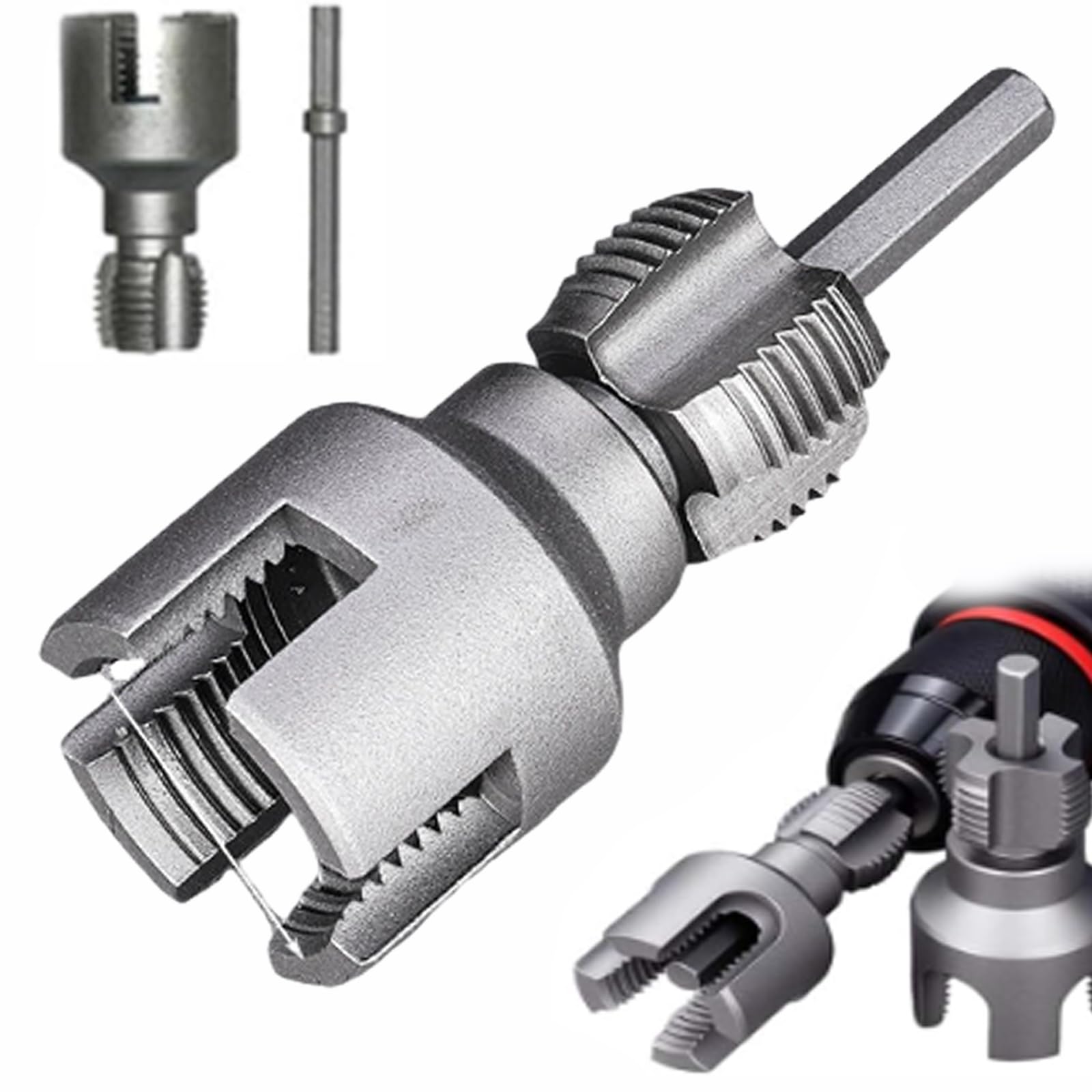 2 pcs 1/2" and 3/4" PVC thread cutting tools—inner and outer pipe threading tools; dual-function electric drill compatible kit for home repairs; precision carbon steel NPT pipe tap set for external pipes; high-speed operation