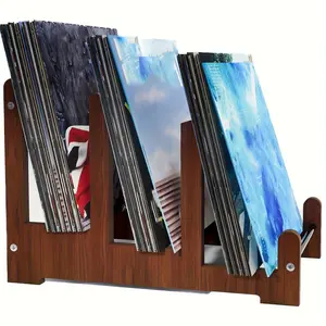 Wooden Large Capacity Vinyl Record Display Rack, Record Holder, Durable Real Wood Lp Storage Shelf, Organiser, 3 Shelves for 40-60 Albums Magazines