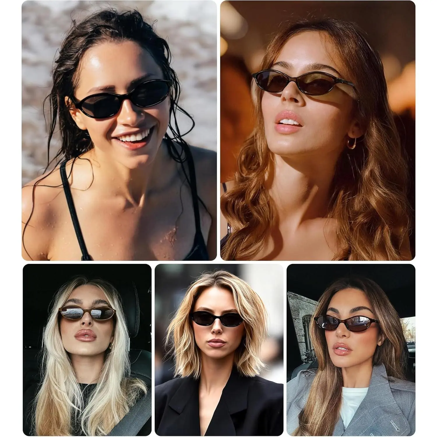 Black 90s Cat Eye Polarized Sunglasses for Women Trendy UV Protection Retro Oval Cat Eye Sunglasses for Women Y2k Trendy Narrow  main image 3