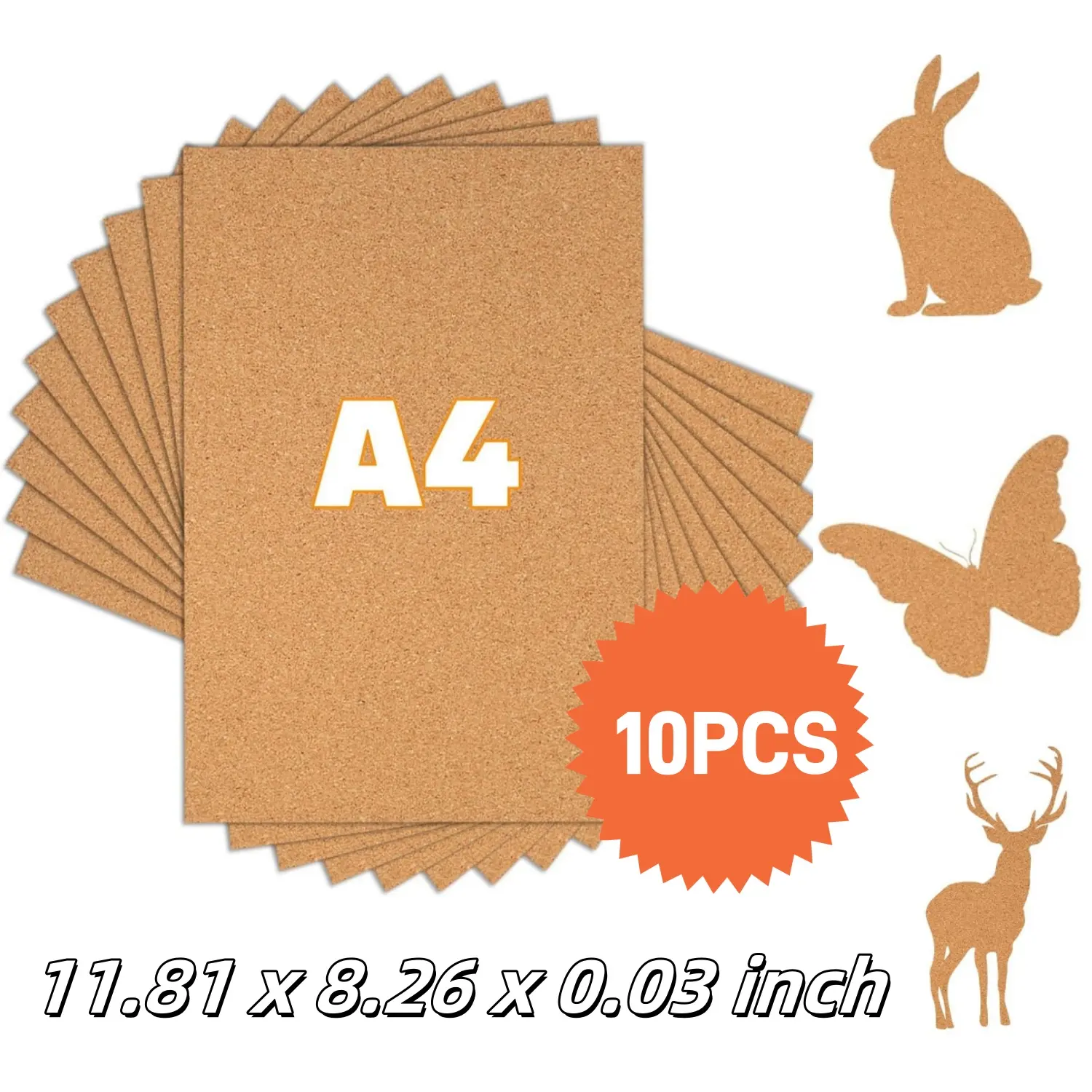 10PCS Self-Adhesive Cork Bulletin Board 11.81 x 8.26 x 0.03 inch - Durable Wooden Material, Ideal for Home & Office Use, Bulletin Board | Modern Office Decor | Selfadhesive Backing, Bulletin Boards for Home stick wood Ornaments