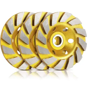 Hardware supplies Mudder 3 Pieces 4 Inch Concrete Diamond Grinding Wheel Turbo Row Diamond Grinding Cup Wheel Turbo Cup Disc Grinder for Angle Grinder, Granite Stone Marble Masonry Concrete(Yellow)