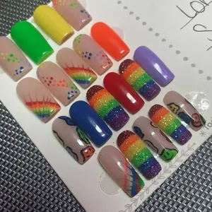 Pride Press On Nails Acrylic Strength Rainbow Designs & Glitter Effects for Stylish Nail Art