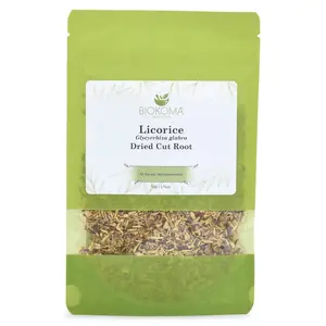 Biokoma Pure and Natural Licorice Dried Cut Root 50g (1.76oz) Liver Digestion Support Immune Respiratory System Boost Resealable Moisture Proof Pouch Herbal Tea No Additives No Preservatives Kosher
