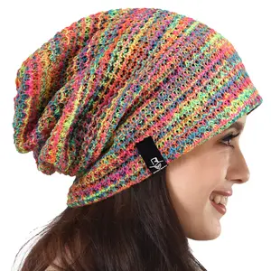 FORBUSITE Rainbow Women Knit Slouchy Beanie Hats for Winter