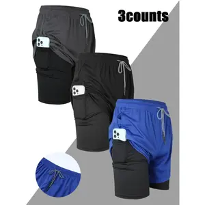 Men's 2 in 1 Double Layer Gym Shorts, Breathable Comfortable Quick Drying Shorts, Men's Sportswear for Gym Workout Running, Stretch Shorts, Fitness Shorts, Comfy Breathable Shorts